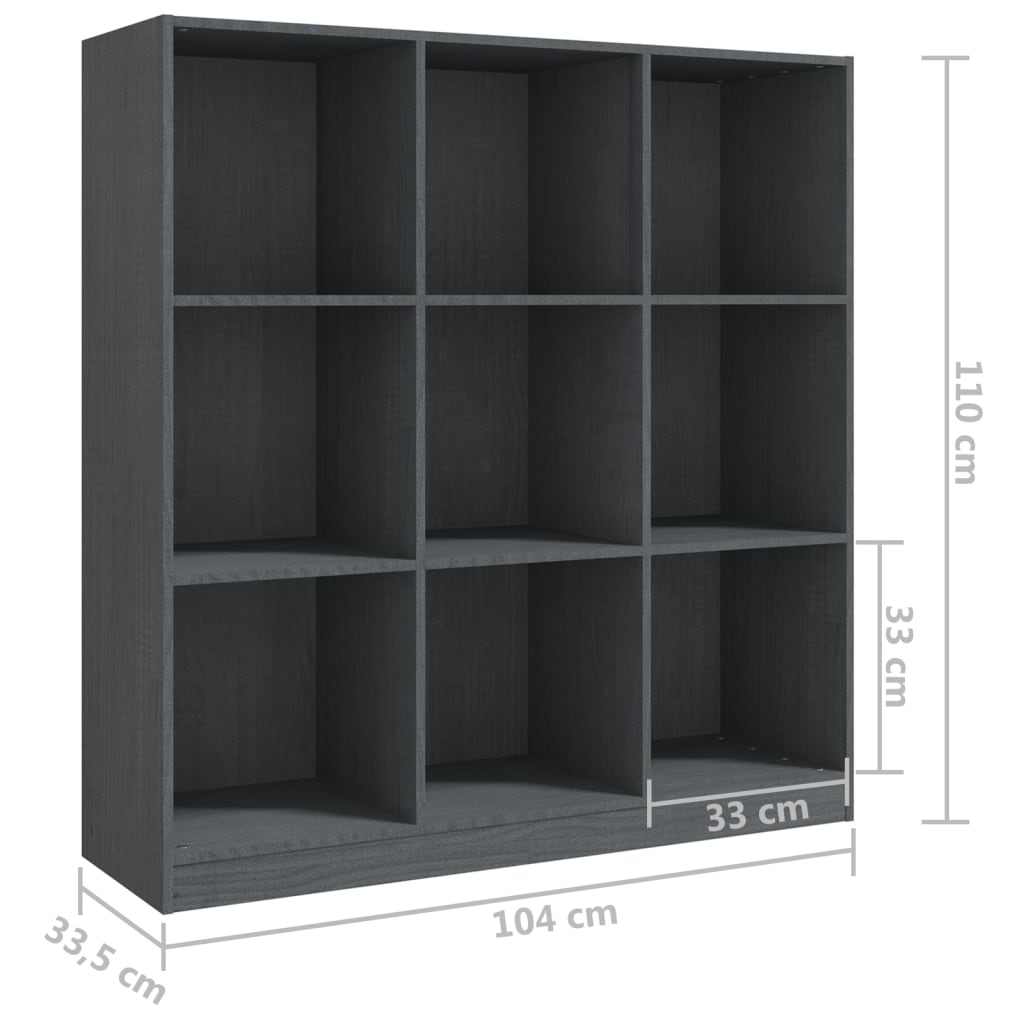 vidaXL Knihovna / dělicí stěna šedá 104x33,5x110 cm masivní borovice