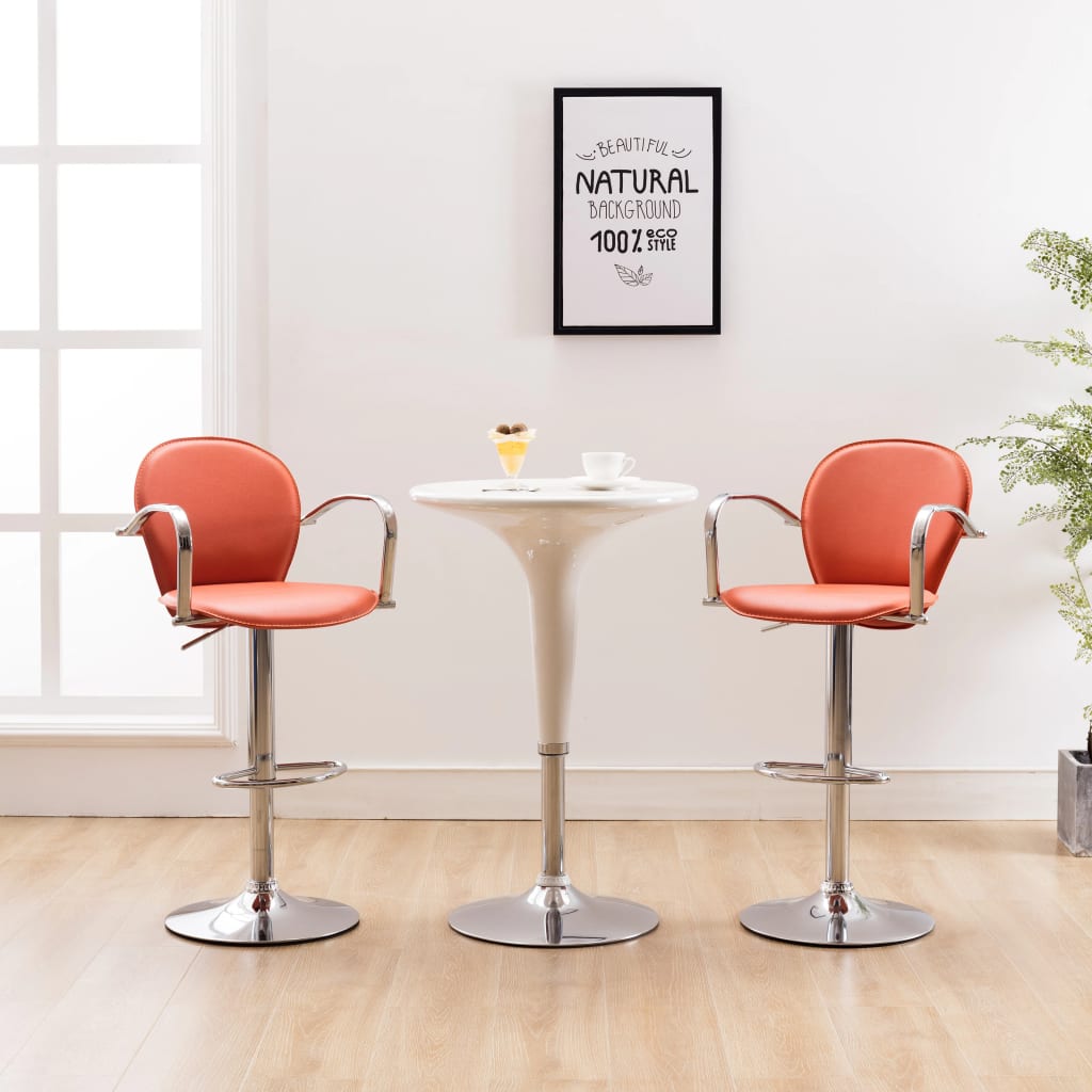 vidaXL Barové stoličky s područkami 2 ks oranžové umělá kůže