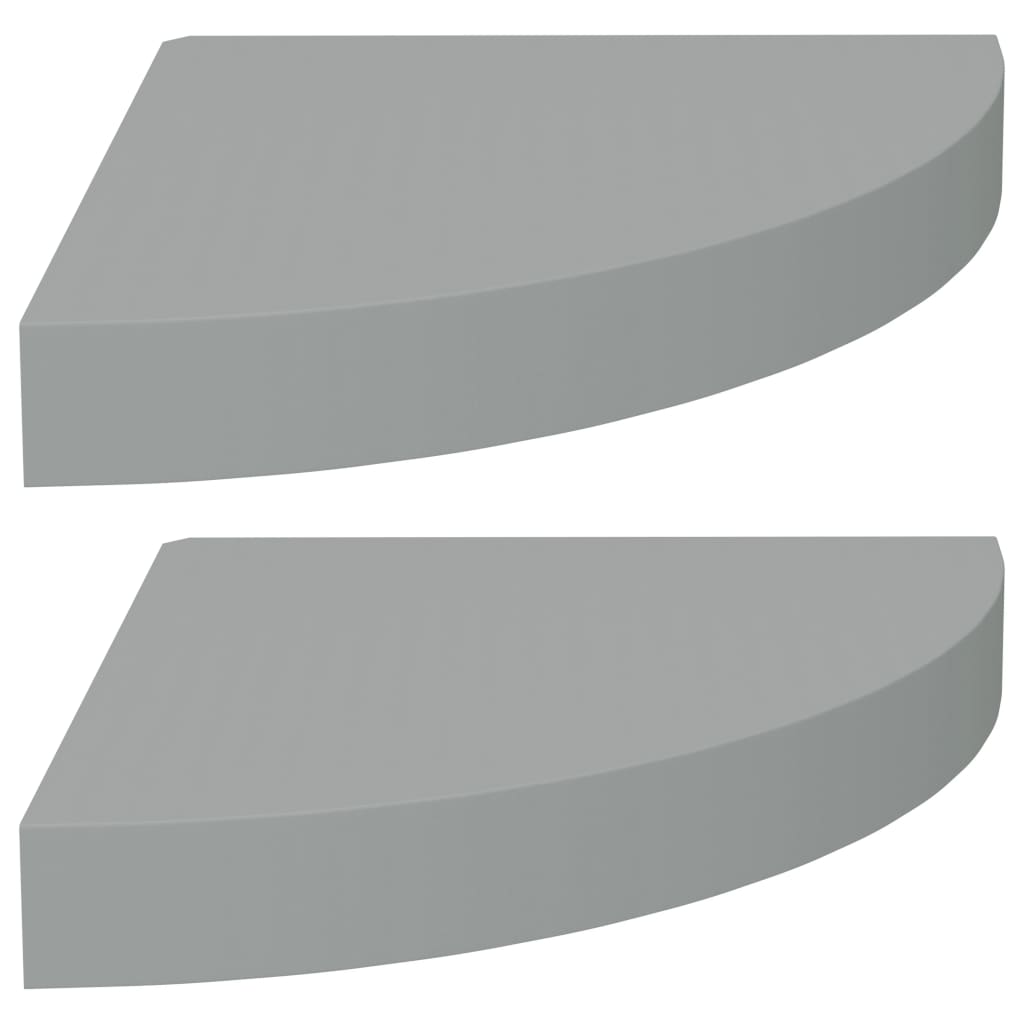 vidaXL Plovoucí rohové police 2 ks šedé 25 x 25 x 3,8 cm MDF