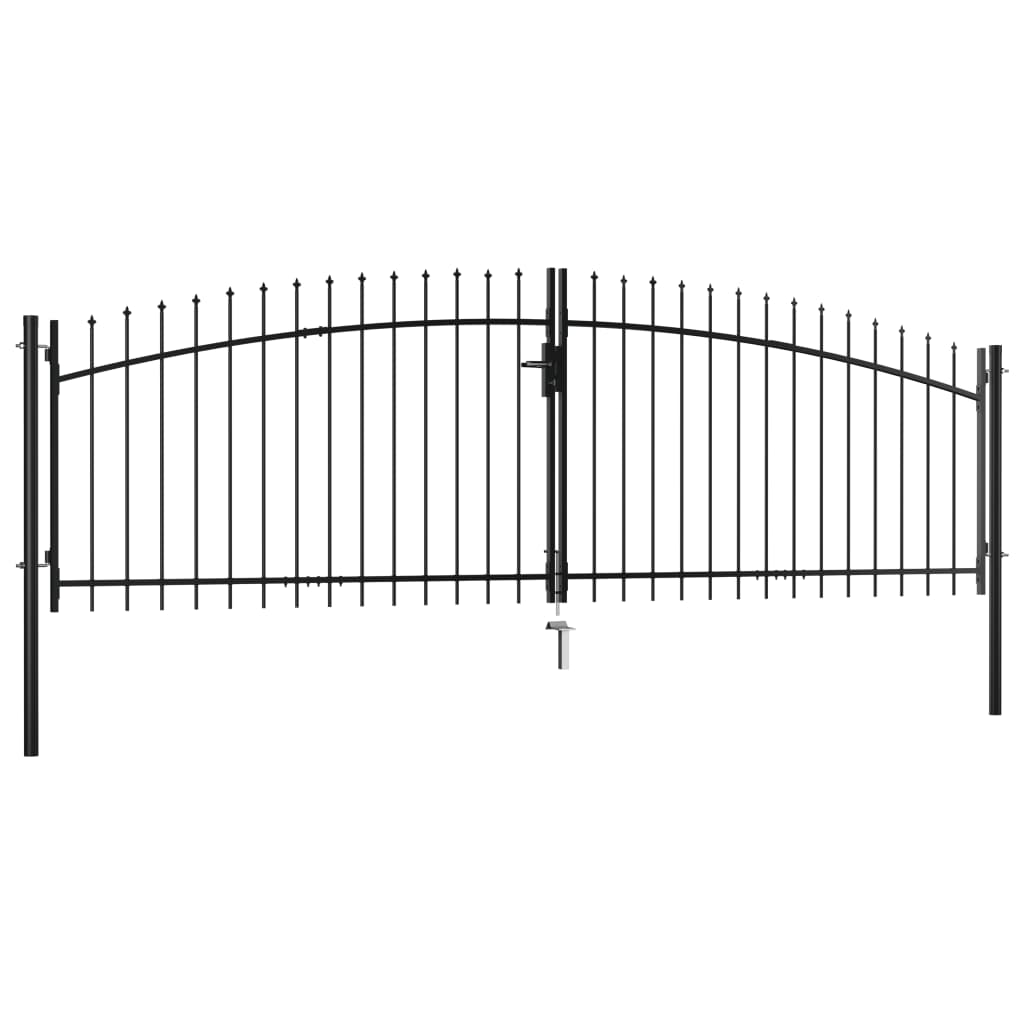 vidaXL Dvoukřídlá plotová brána s hroty 400 x 175 cm