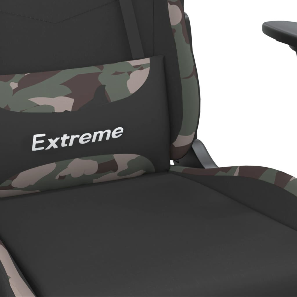 vidaXL Herní židle s podnožkou černá a maskáčová textil
