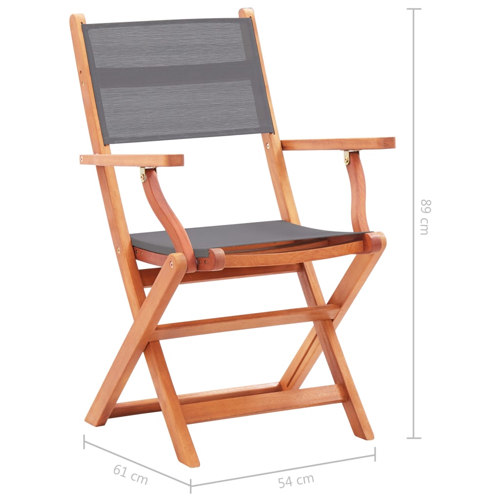 vidaXL Skládací zahradní židle 4 ks šedé masivní eukalyptus a textilen
