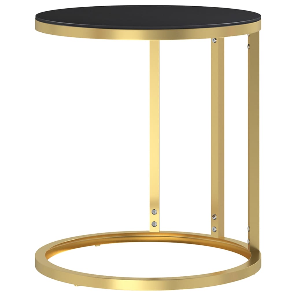 vidaXL Odkládací stolek zlatý a černý 45 cm tvrzené sklo