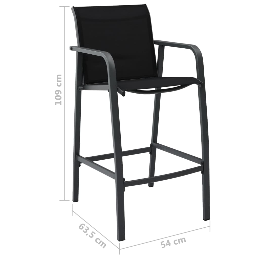 vidaXL Zahradní barové židle 4 ks černé textilen