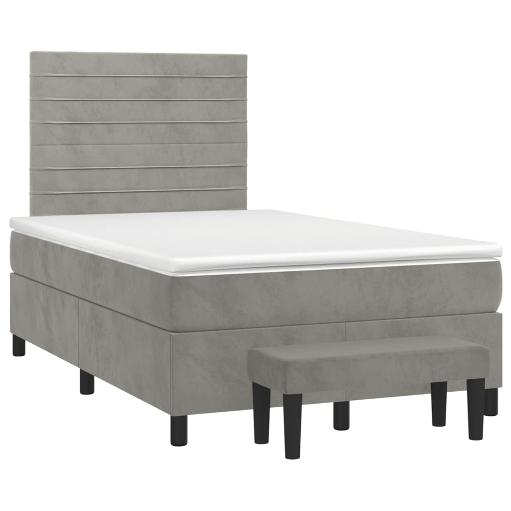 vidaXL Box spring postel s matrací světle šedá 120 x 200 cm samet