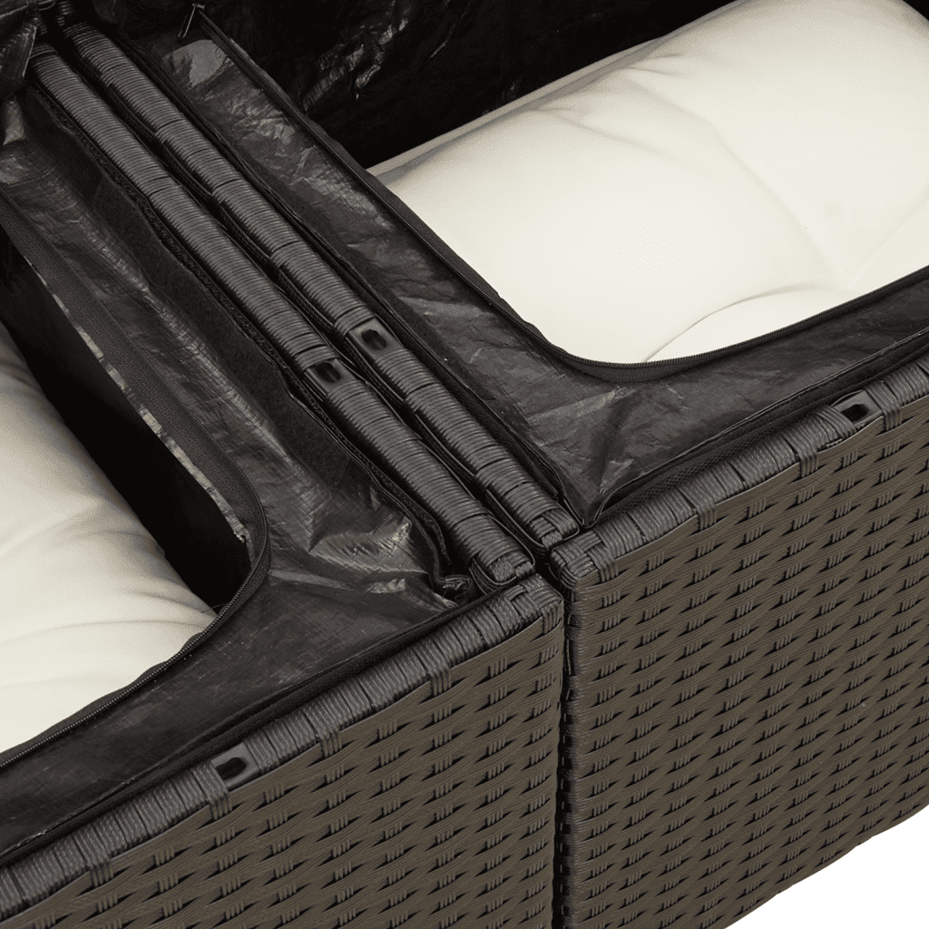 vidaXL 9dílná zahradní sedací souprava s poduškami černá polyratan