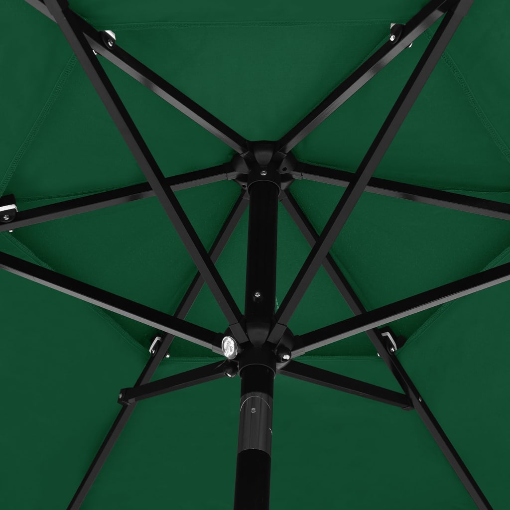 vidaXL 3stupňový slunečník s hliníkovou tyčí zelený 2,5 m