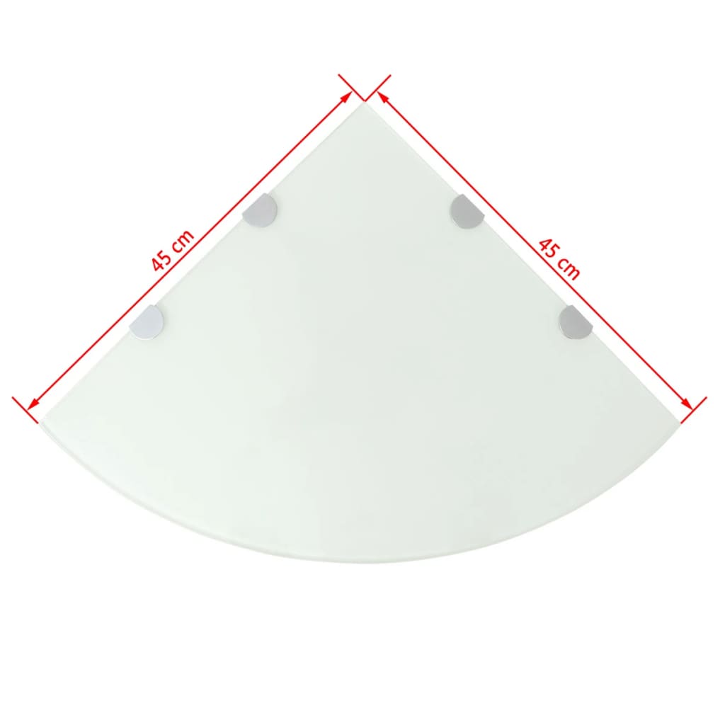 vidaXL Rohová police s chromovými podpěrami sklo bílé 45x45 cm