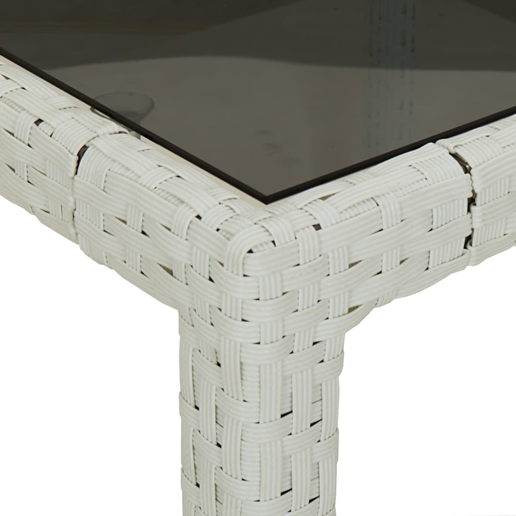 vidaXL Zahradní stůl 150 x 90 x 75 cm tvrzené sklo a polyratan bílý