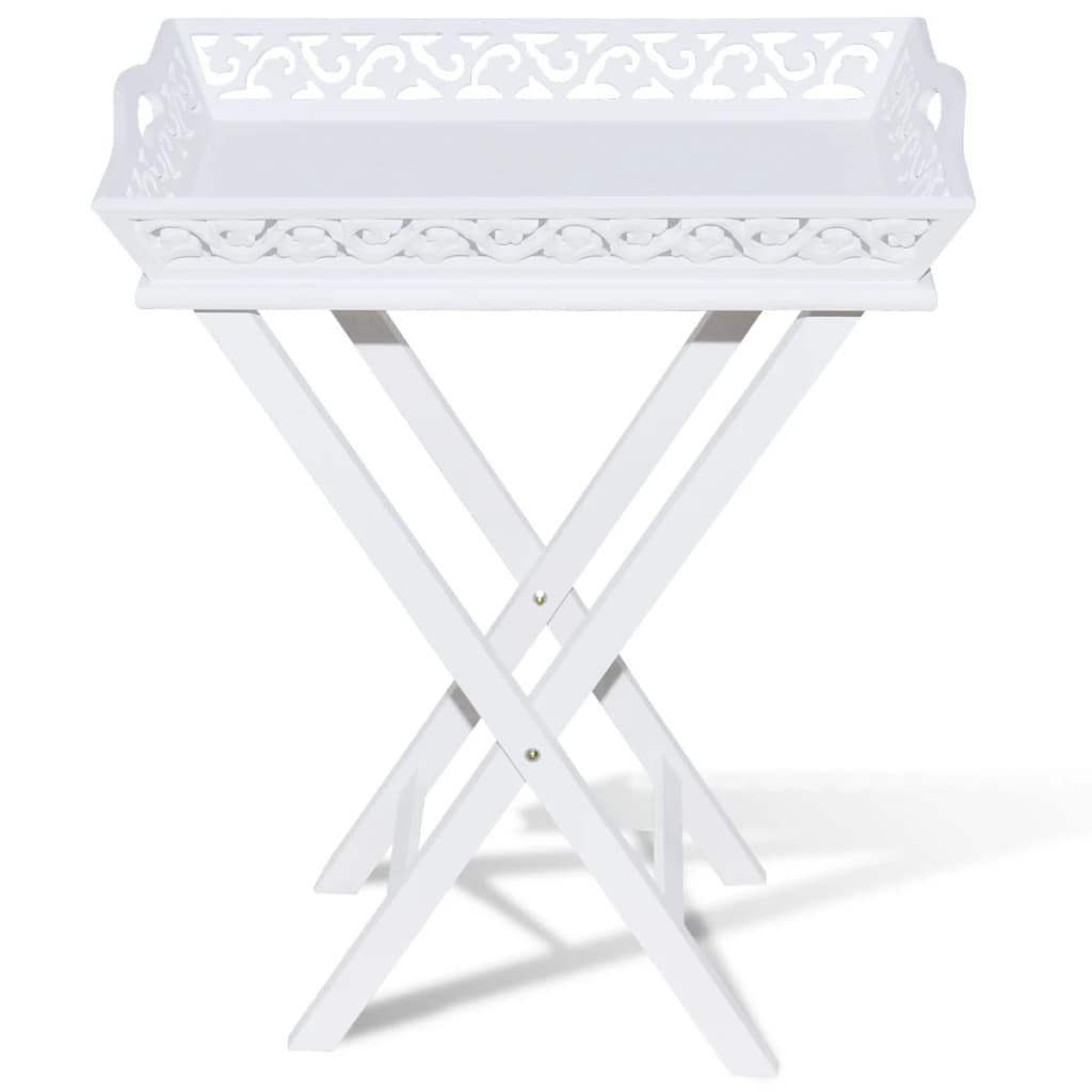 Bílý stolek s podnosem na květináče