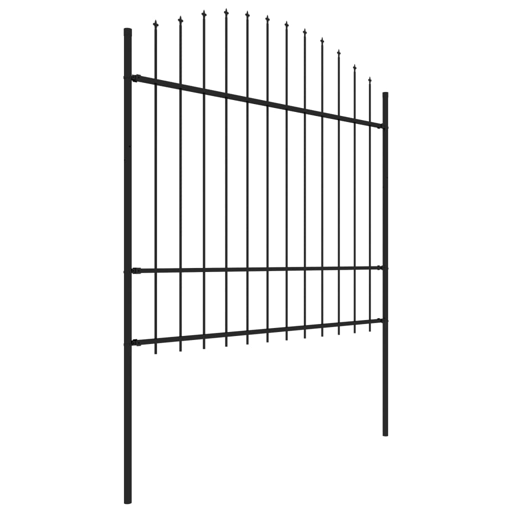 vidaXL Zahradní plot s hroty ocel (1,5–1,75) x 17 m černý
