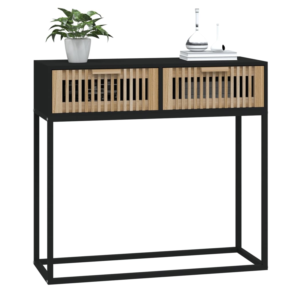 vidaXL Konzolový stolek černý 80x30x75 cm kompozitní dřevo a železo