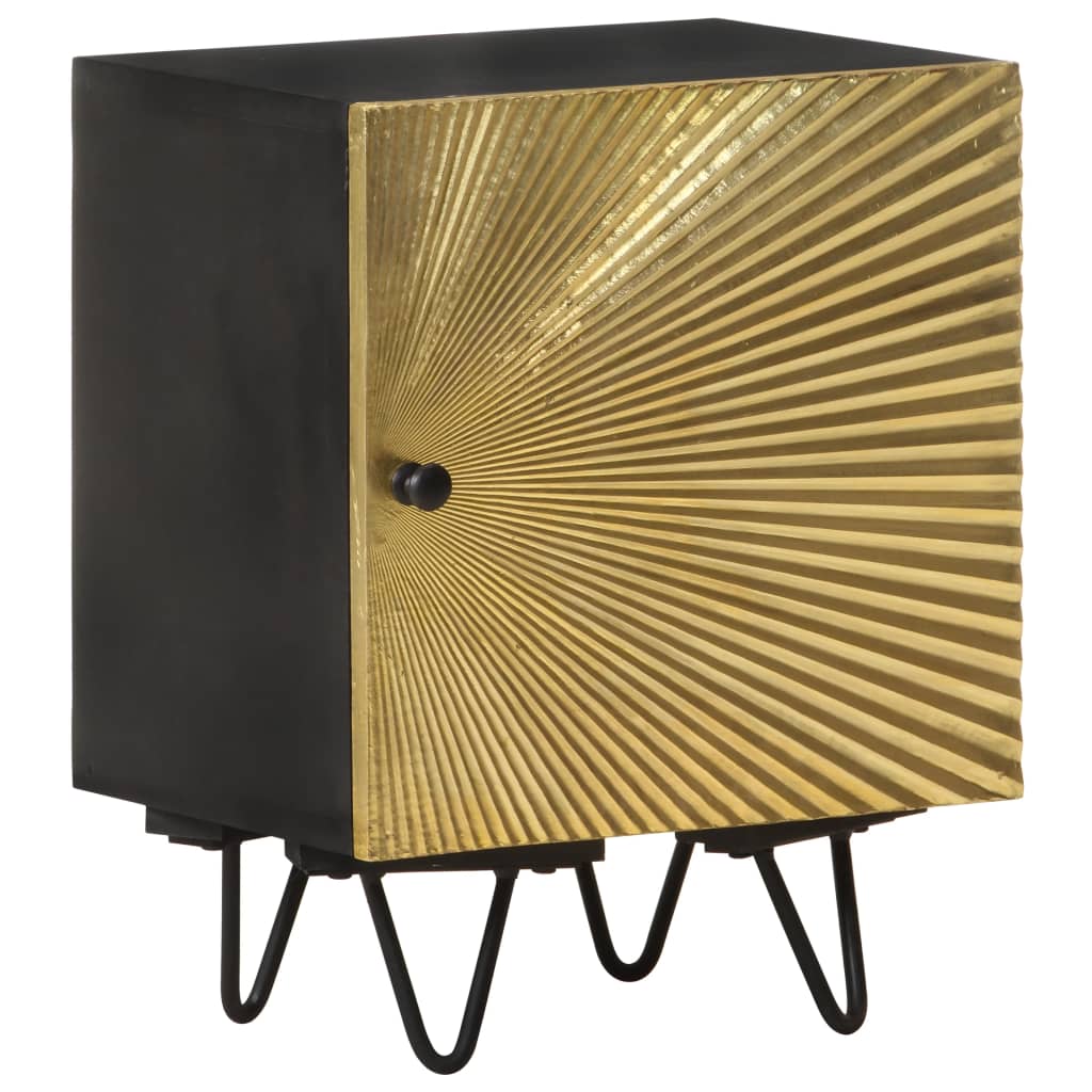 vidaXL Noční stolek s mosazným čelem 40 x 30 x 50 cm masivní mangovník