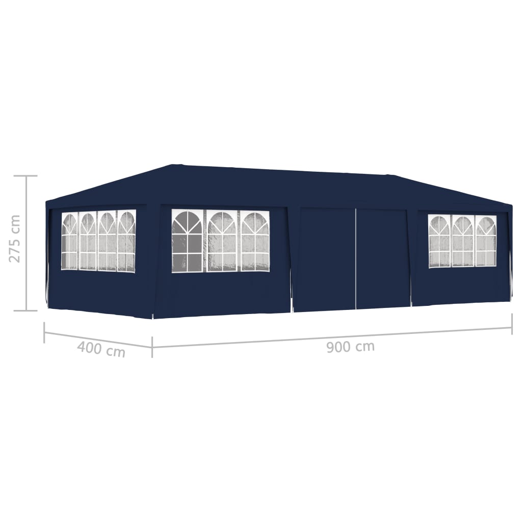 vidaXL Profesionální party stan s bočnicemi 4 x 9 m modrý 90 g/m²