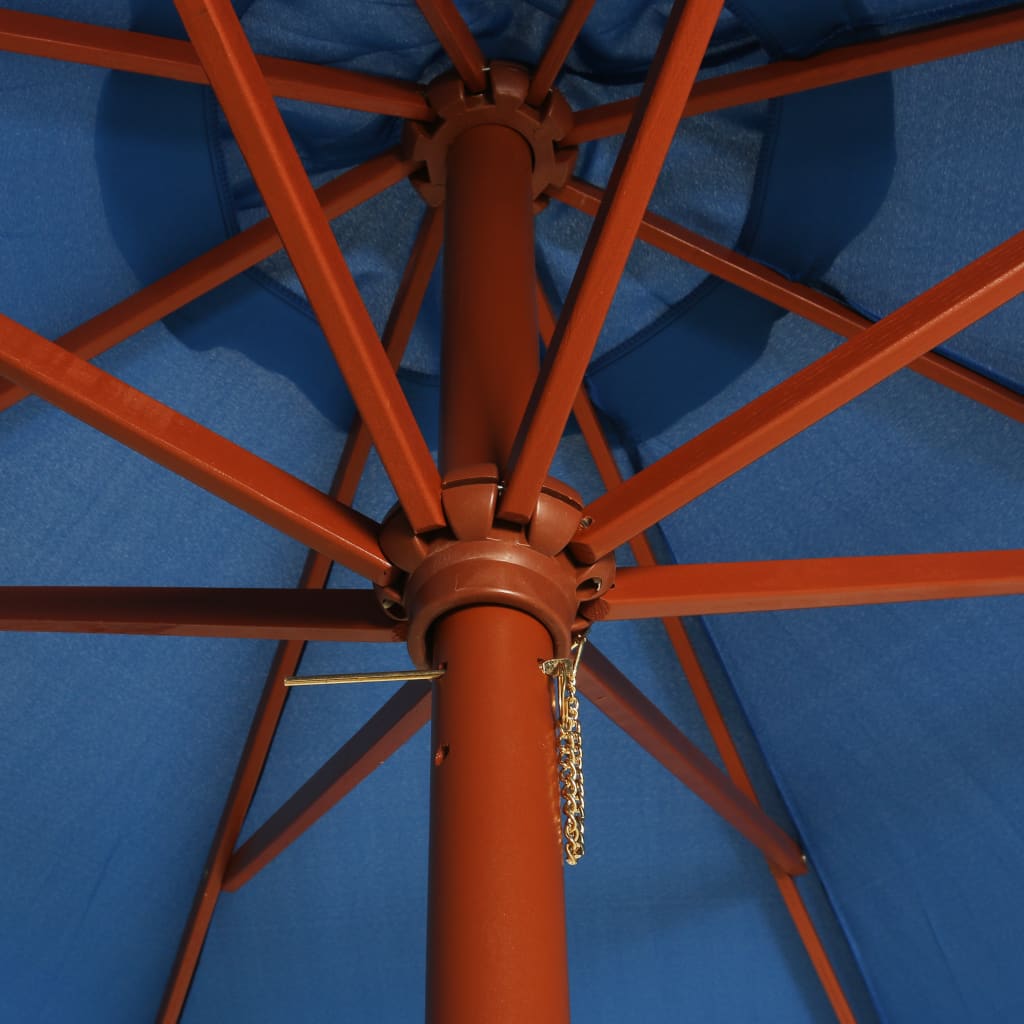 vidaXL Slunečník s dřevěnou tyčí 300 x 258 cm modrý