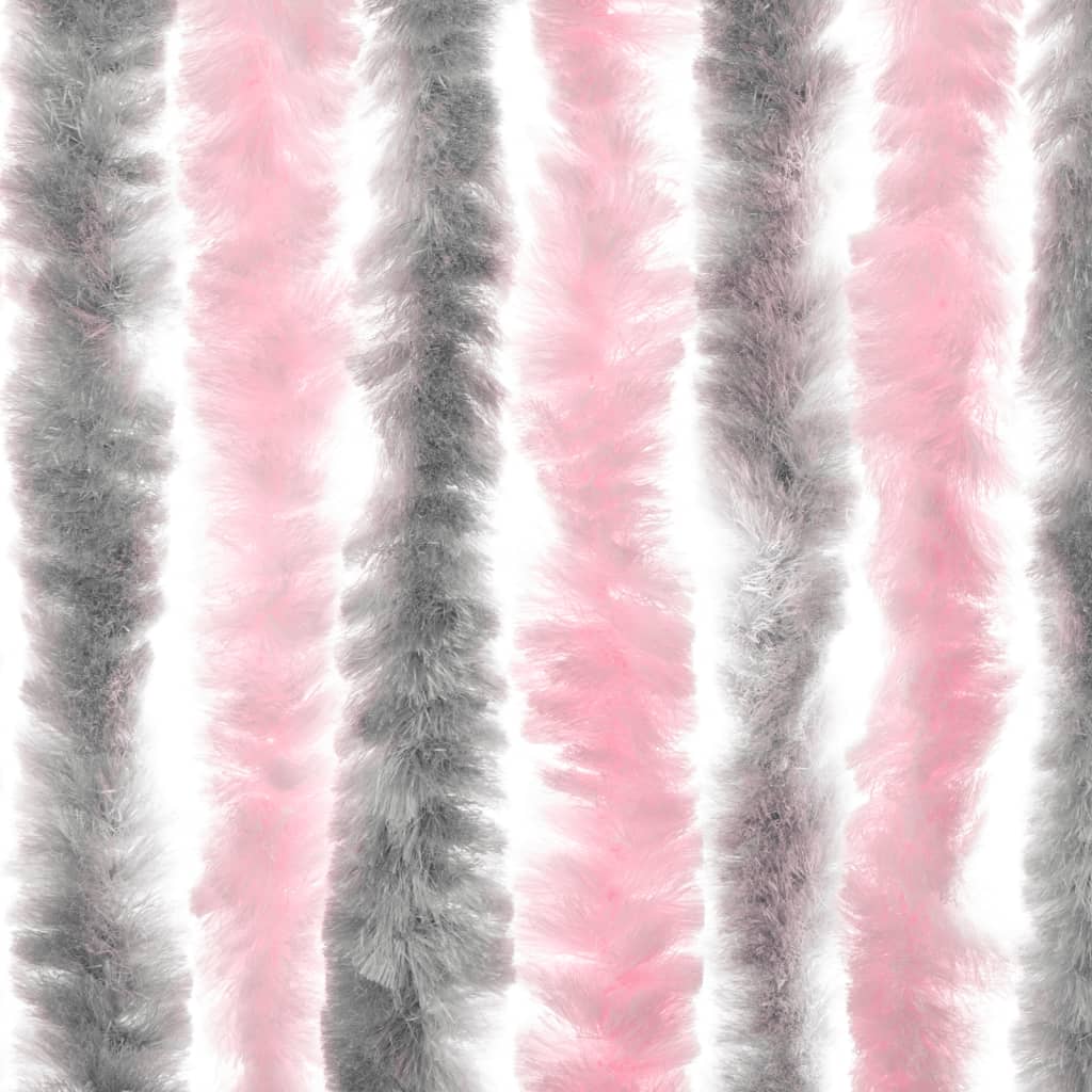 vidaXL Závěs proti hmyzu stříbrošedý a růžový 90 x 220 cm žinylka