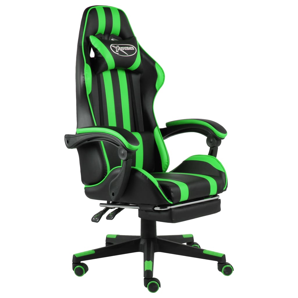 vidaXL Herní židle s podnožkou černo-zelená umělá kůže