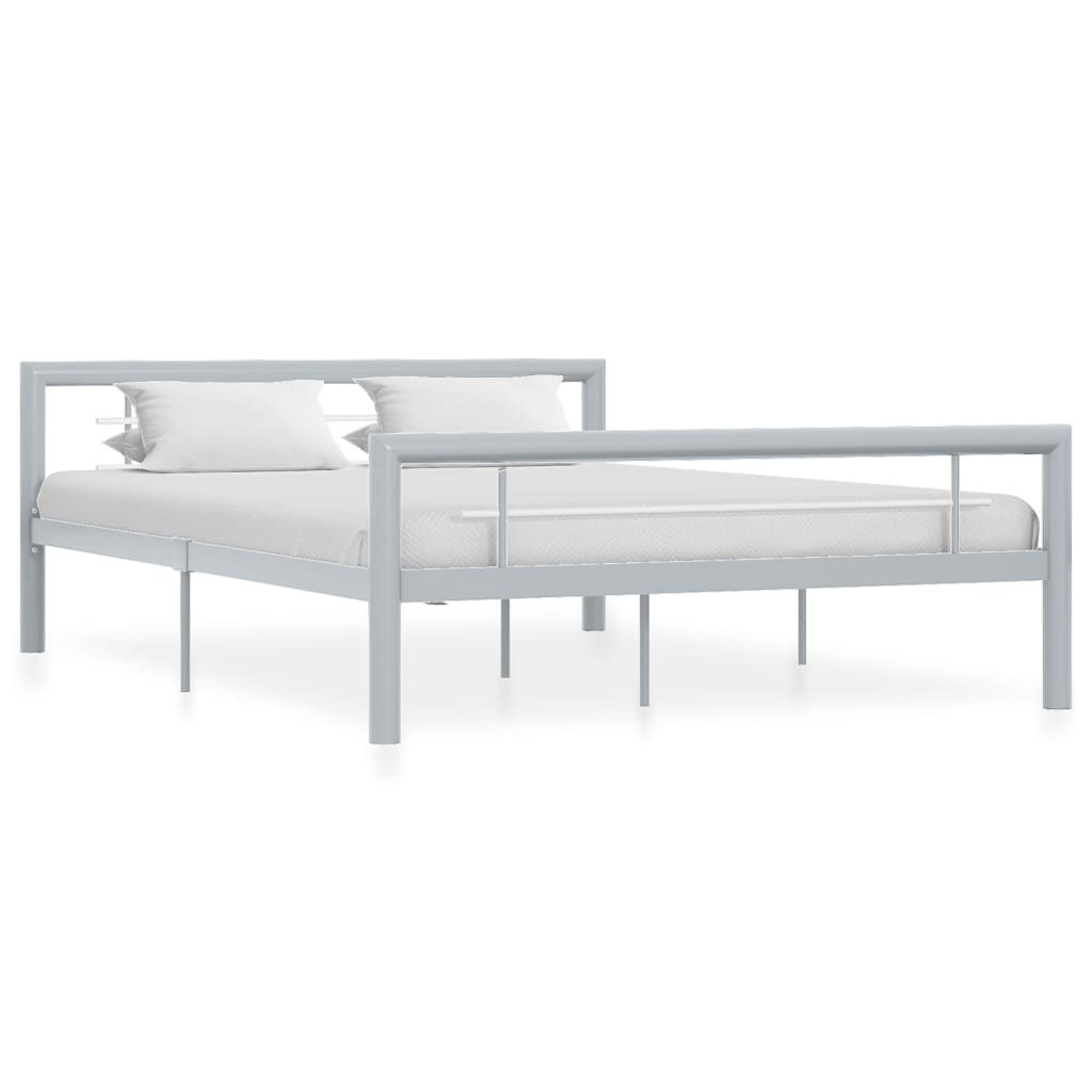 vidaXL Rám postele šedobílý kov 120 x 200 cm
