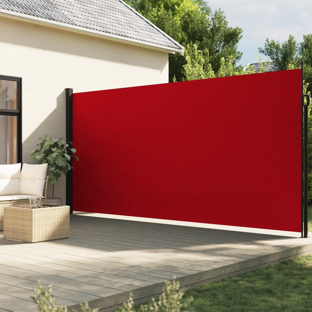 vidaXL Zatahovací boční markýza červená 200 x 600 cm