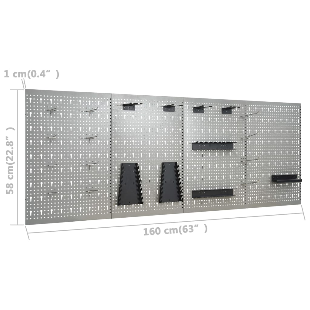 vidaXL Nástěnné děrované panely 4 ks 40 x 58 cm ocel