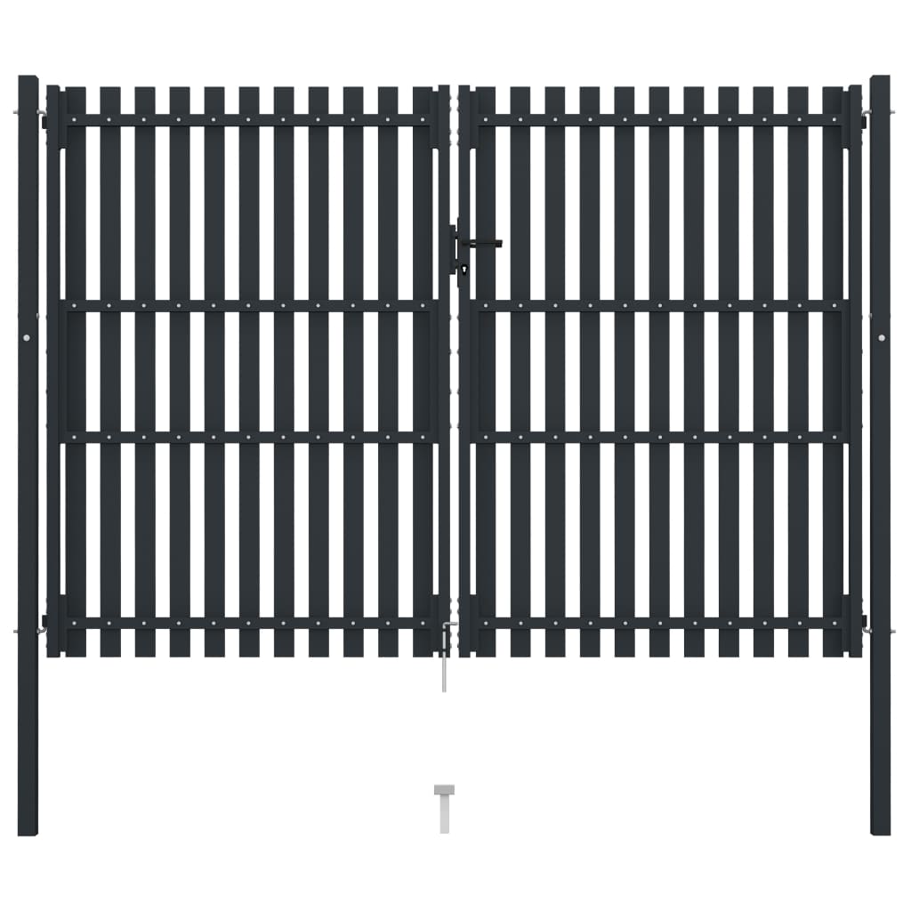 vidaXL Dvoukřídlá plotová branka ocelová 306 x 250 cm antracitová