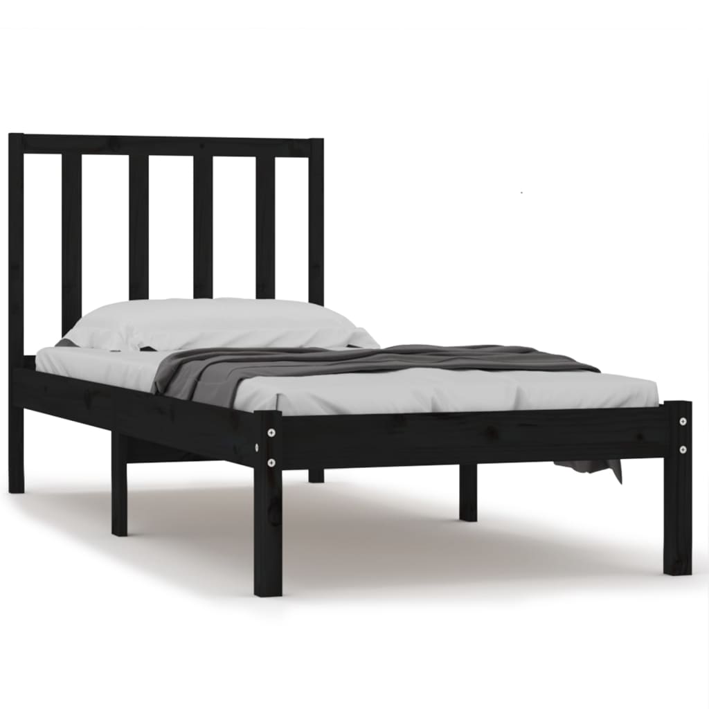 vidaXL Rám postele černý masivní borovice 90 x 190 cm jednolůžko