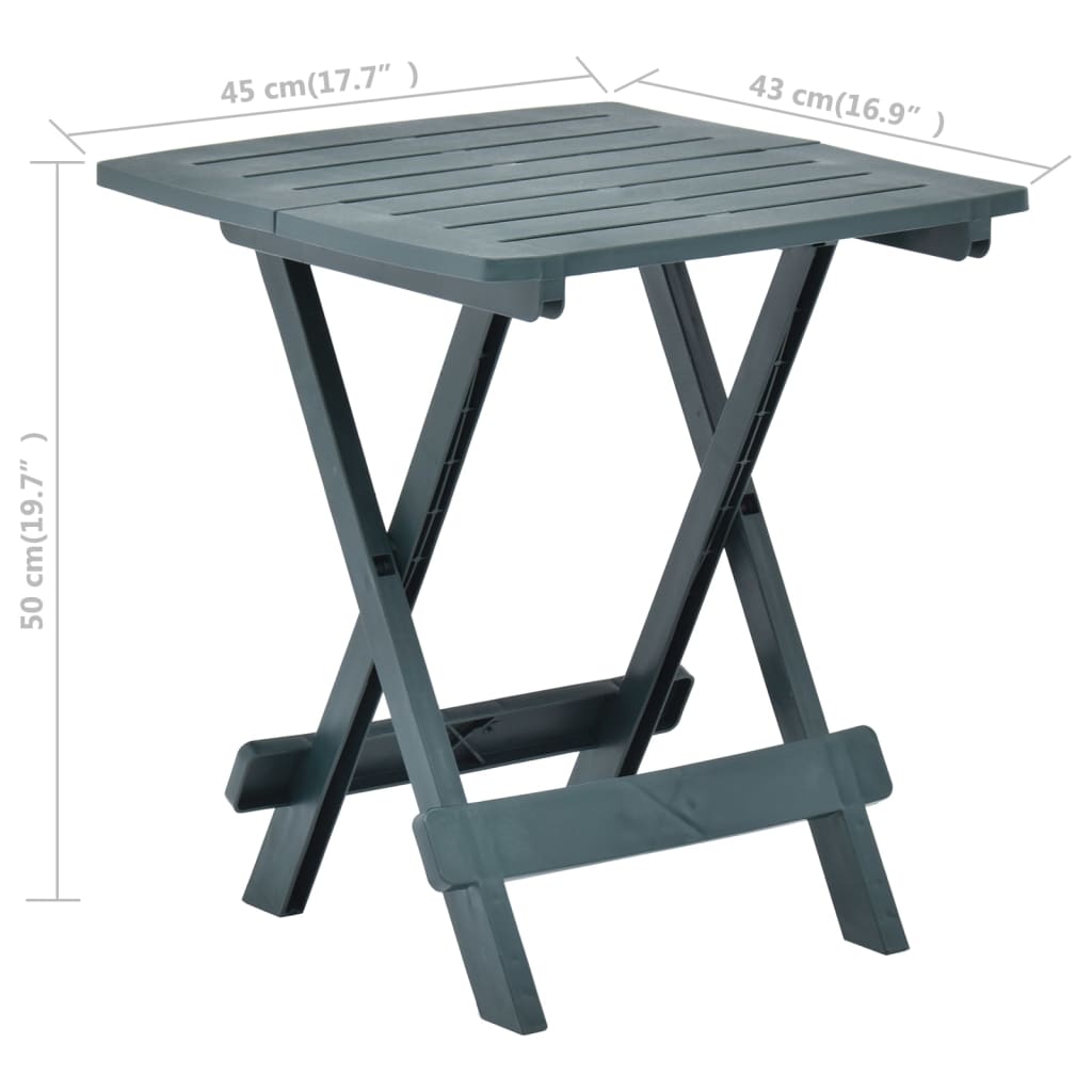 vidaXL Skládací zahradní stolek zelený 45 x 43 x 50 cm plast