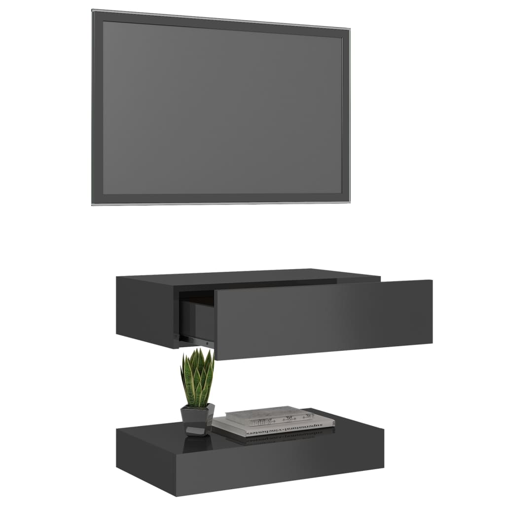 vidaXL TV skříňka s LED osvětlením šedá s vysokým leskem 60 x 35 cm