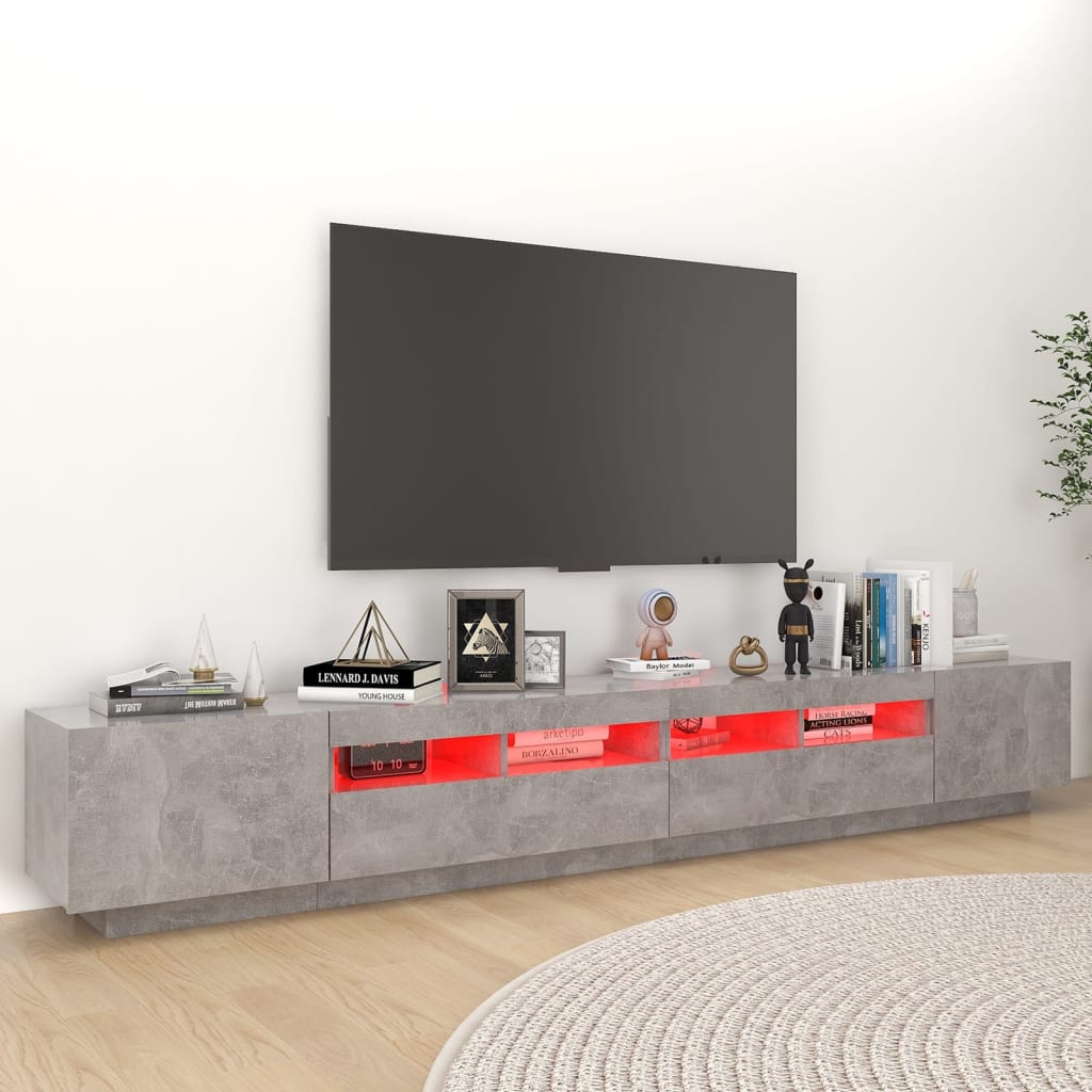 vidaXL TV skříňka s LED osvětlením betonově šedá 260 x 35 x 40 cm
