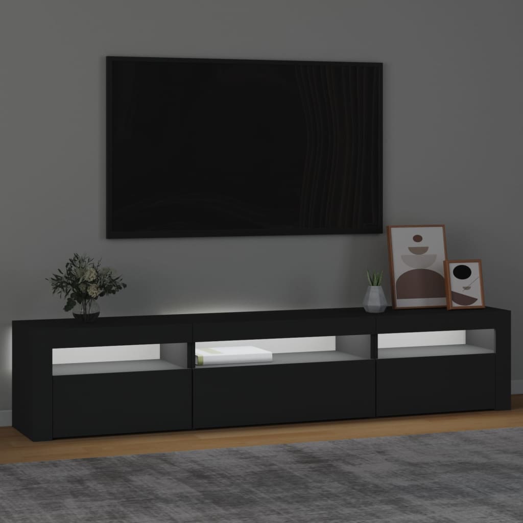 vidaXL TV skříňka s LED osvětlením černá 195 x 35 x 40 cm