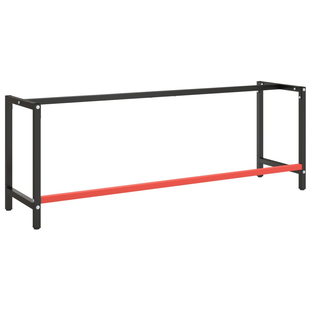 vidaXL Rám pracovního stolu matně černý a matně červený 220x57x79 cm