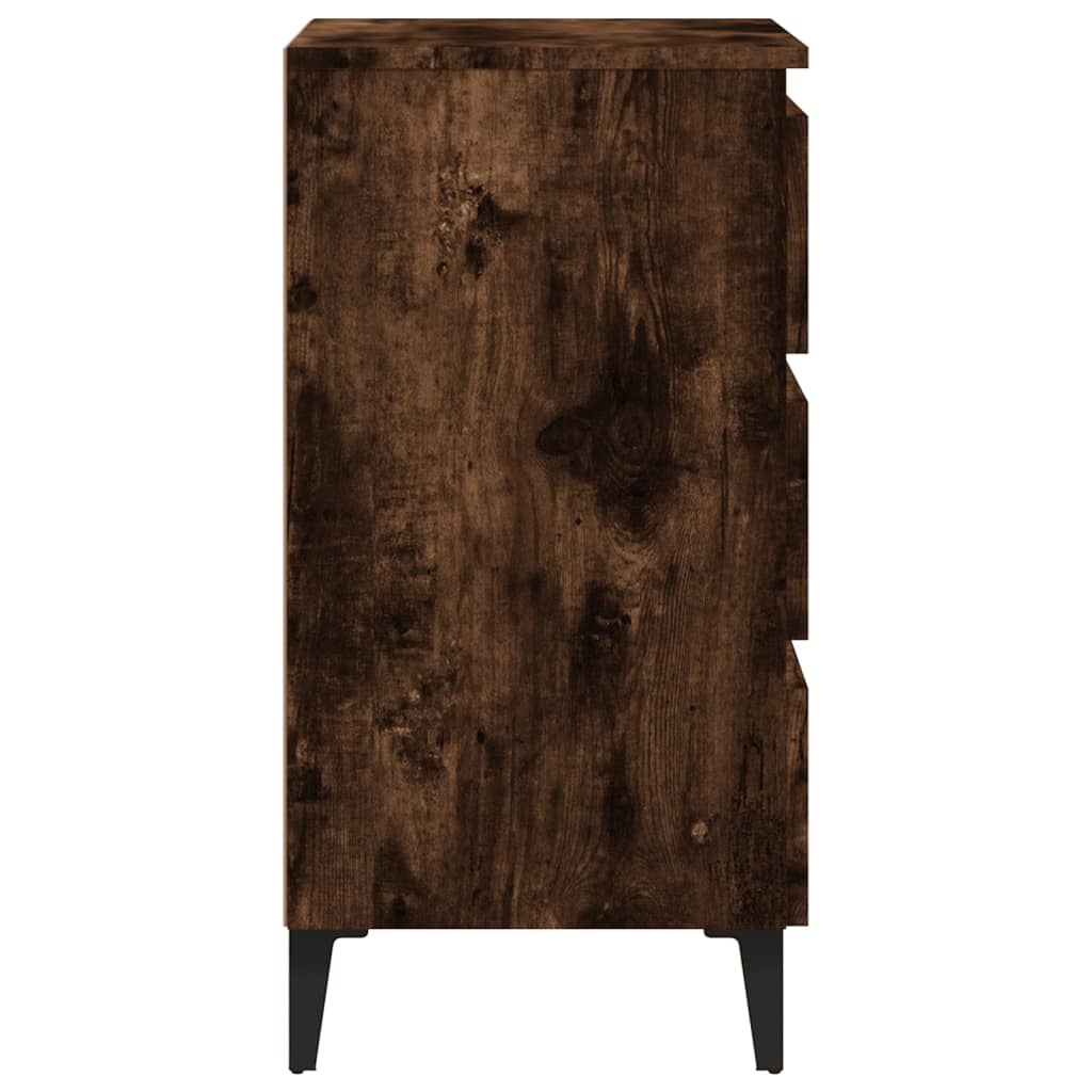 vidaXL Noční stolek s kovovými nohami kouřový dub 40 x 35 x 69 cm