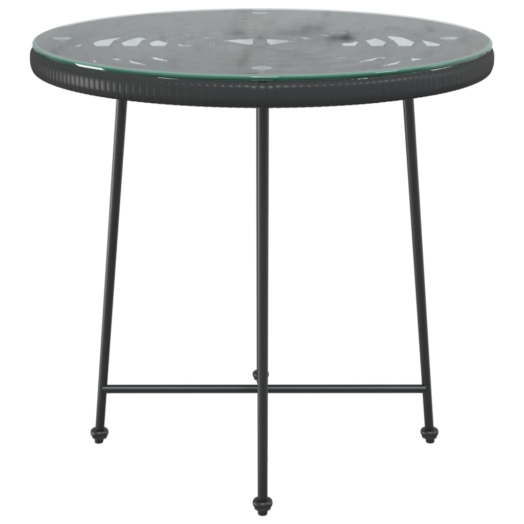 vidaXL Jídelní stůl černý Ø 80 cm tvrzené sklo a ocel