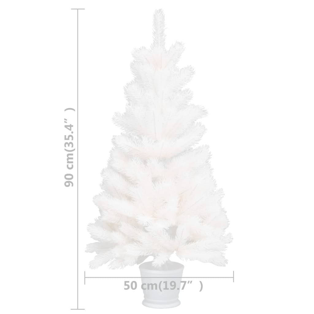 vidaXL Umělý vánoční stromek s LED a sadou koulí bílý 90 cm
