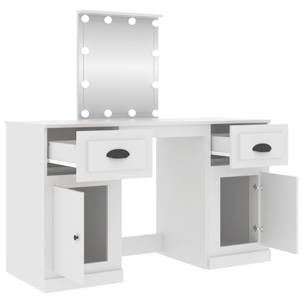vidaXL Toaletní stolek s LED bílý 130 x 50 x 132,5 cm