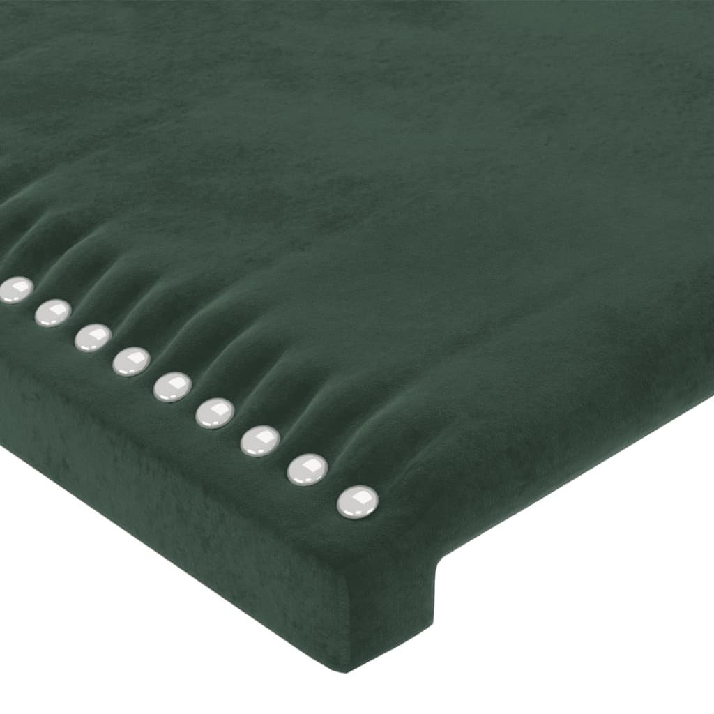 vidaXL Čelo postele s LED tmavě zelené 103 x 16 x 118/128 cm samet
