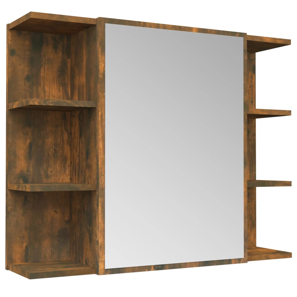 vidaXL Koupelnová zrcadlová skříňka kouřový dub 80x20,5x64 cm kompozit