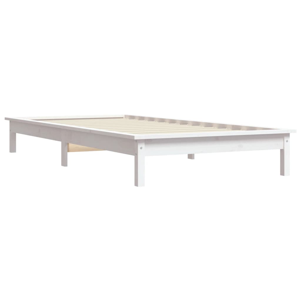 vidaXL Rám postele bílý 75 x 190 cm Small Single masivní borové dřevo