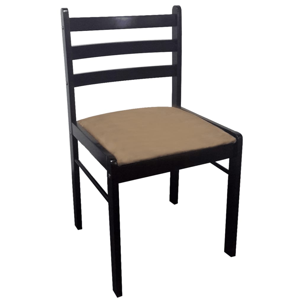vidaXL Jídelní židle 4 ks hnědé masivní kaučukovníkové dřevo a samet