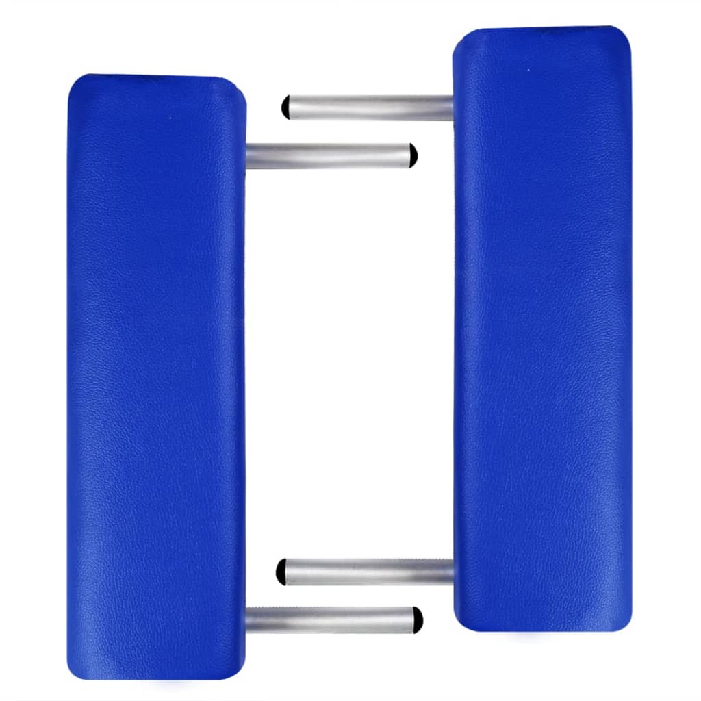 Modrý skládací masážní stůl se 3 zónami a hliníkový rám