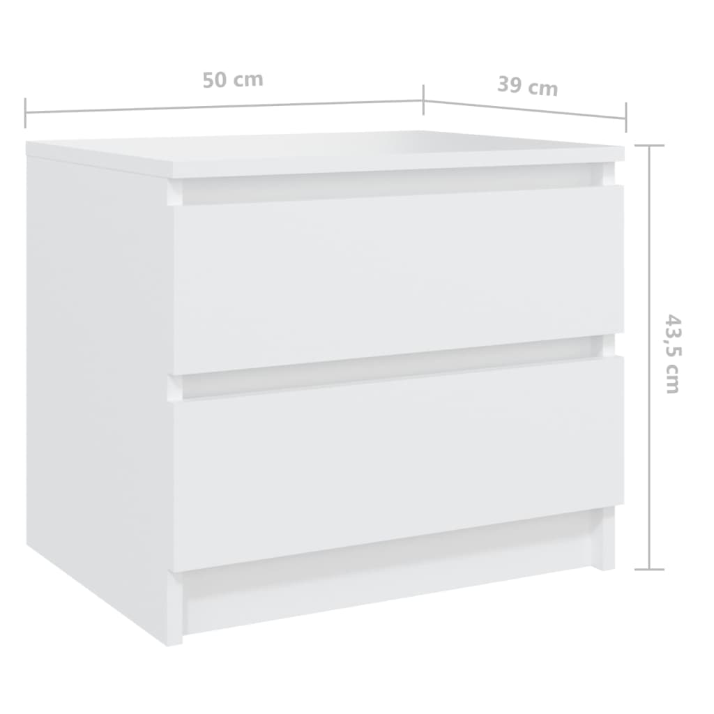 vidaXL Noční stolky 2 ks bílé 50 x 39 x 43,5 cm dřevotříska