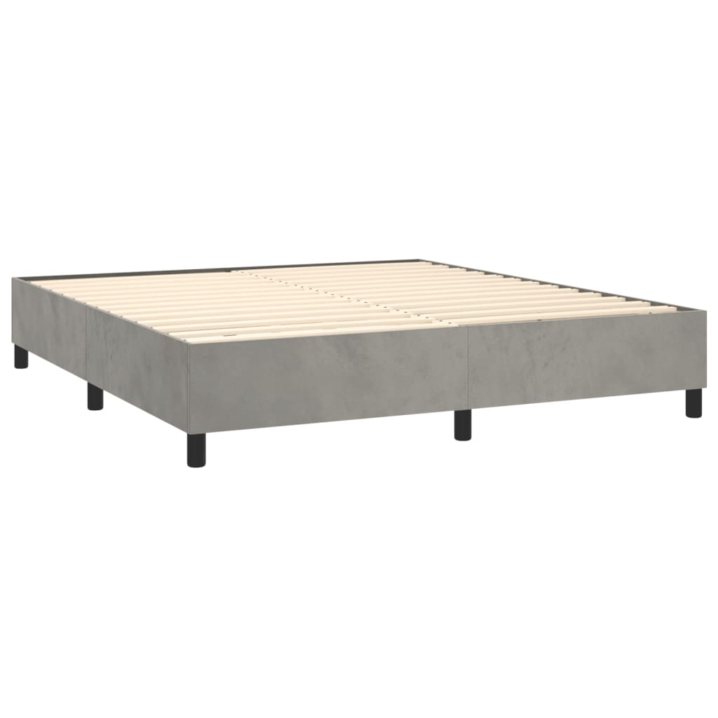 vidaXL Box spring postel s matrací a LED světle šedá 160x200 cm samet