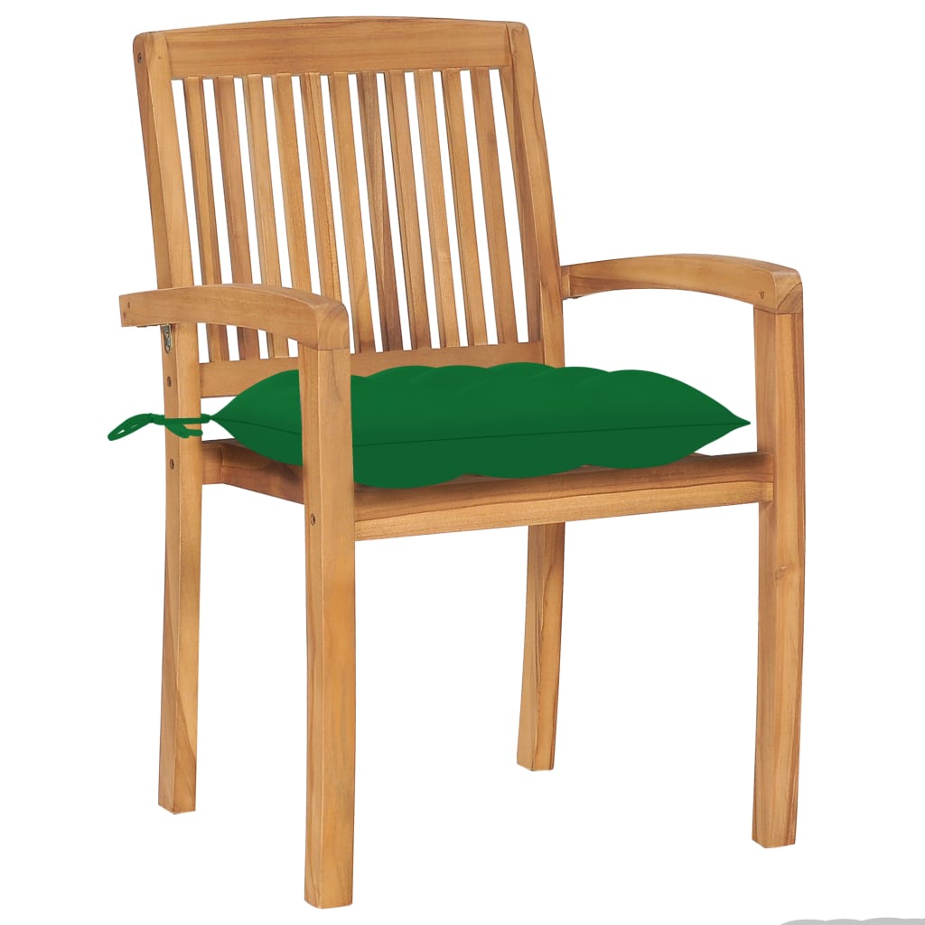 vidaXL Stohovatelné zahradní židle s poduškami 6 ks masivní teak