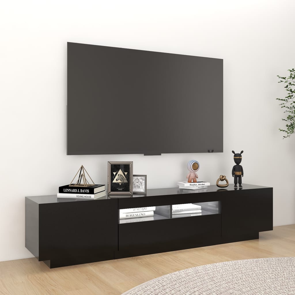 vidaXL TV skříňka s LED osvětlením černá 180 x 35 x 40 cm