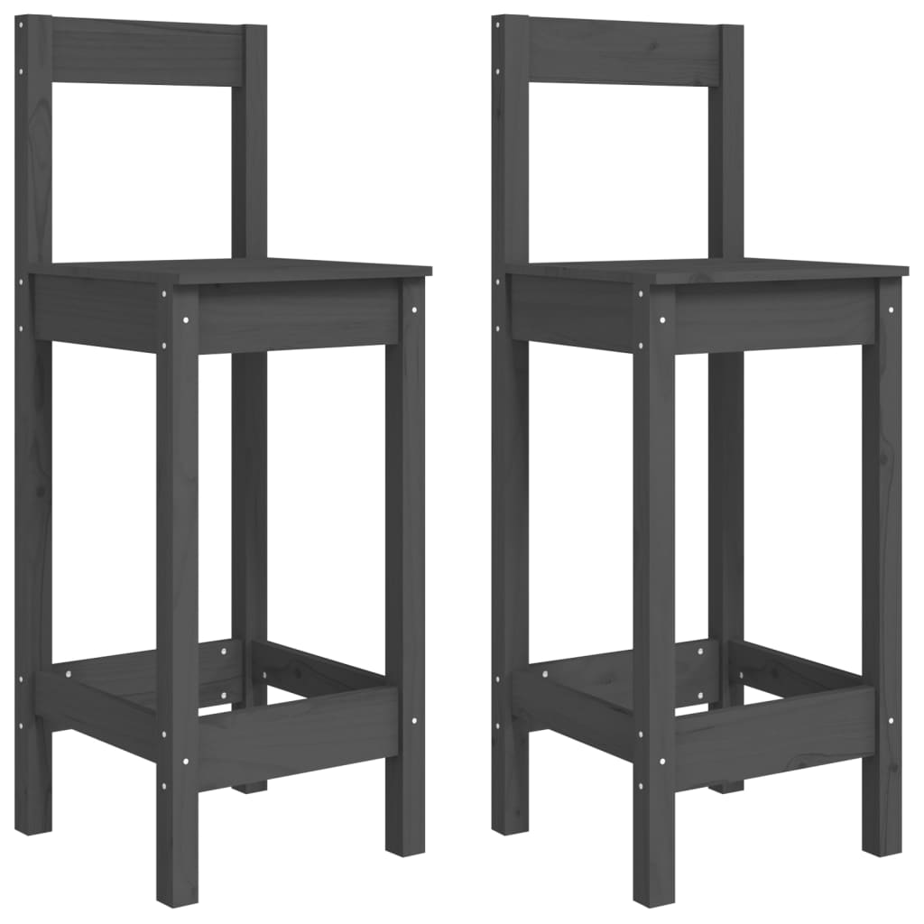 vidaXL Barové židle 2 ks šedé 40 x 41,5 x 112 cm masivní borové dřevo