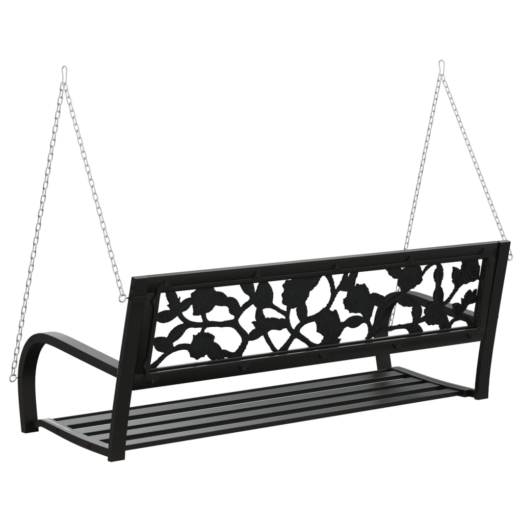 vidaXL Zahradní houpací lavice 125 cm ocel a plast černá