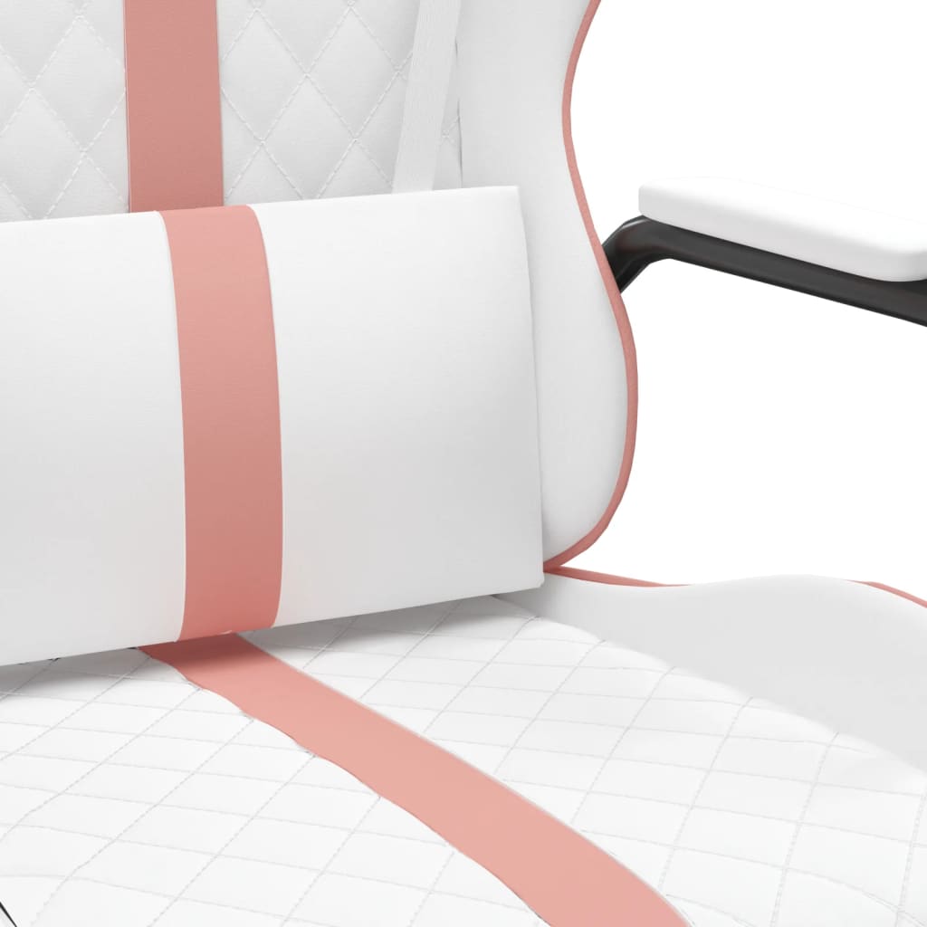vidaXL Masážní herní židle růžová a bílá umělá kůže