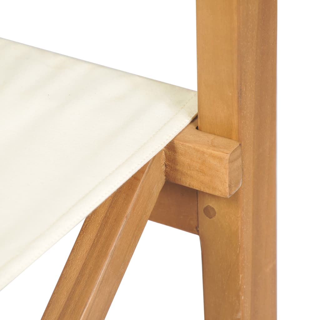 vidaXL Skládací režisérská židle masivní teakové dřevo krémové bílé