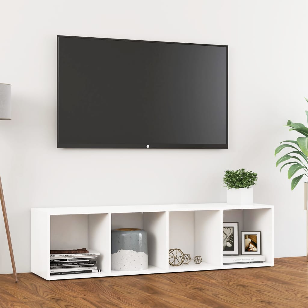 vidaXL TV stolek bílý 142,5 x 35 x 36,5 cm dřevotříska