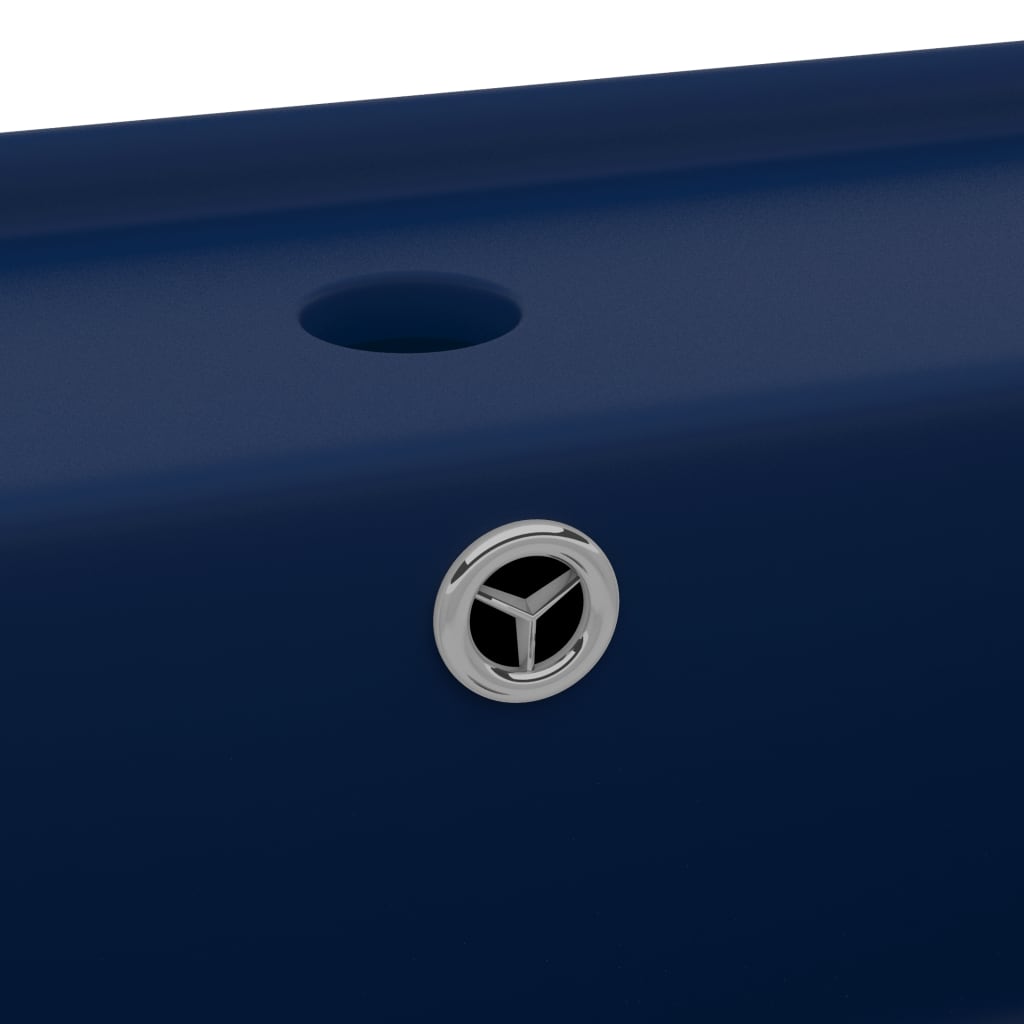 vidaXL Luxusní umyvadlo přepad čtvercové matné tmavě modré 41x41 cm